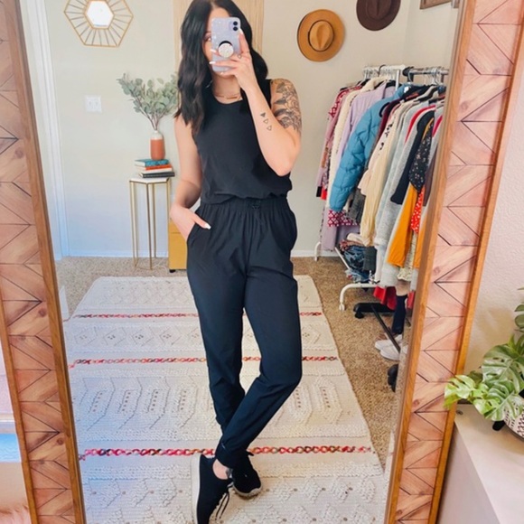 Athleta Black Hillside Jumpsuit Romper Sleeveless size 16 - Picture 3 of 12